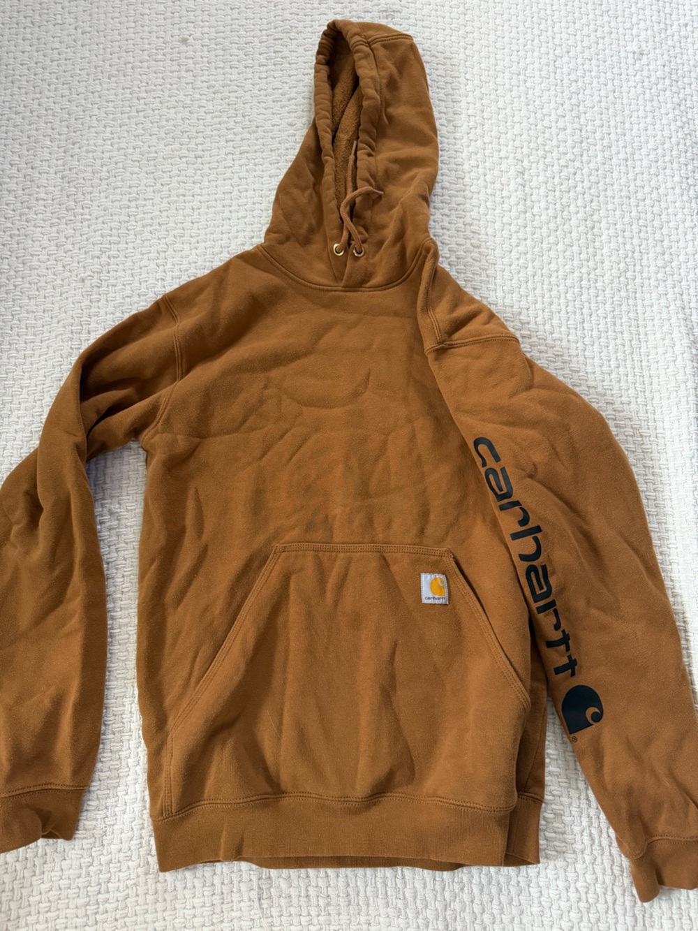 Carhartt Brown Crewneck Hoodie with Sleeve Logo